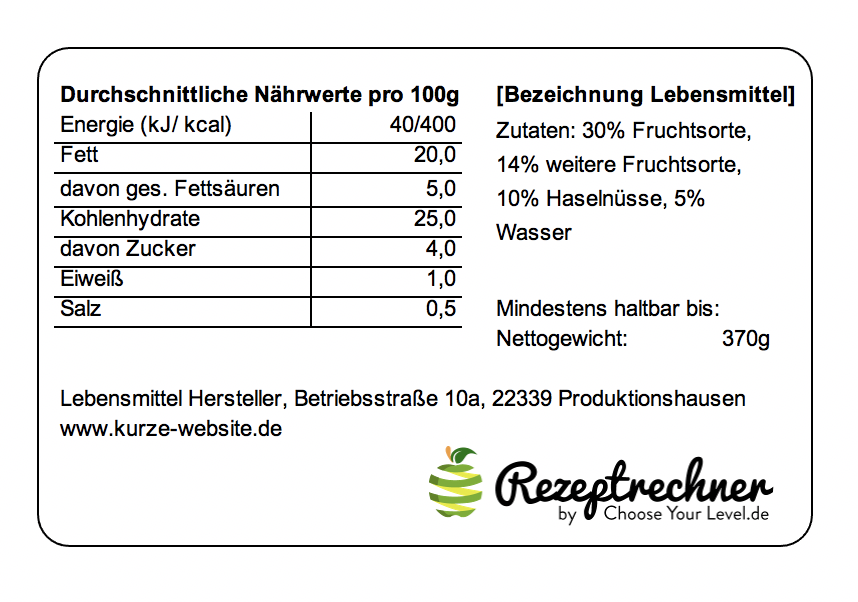 Nahrwertberechnung Schule Archive Rezeptrechner