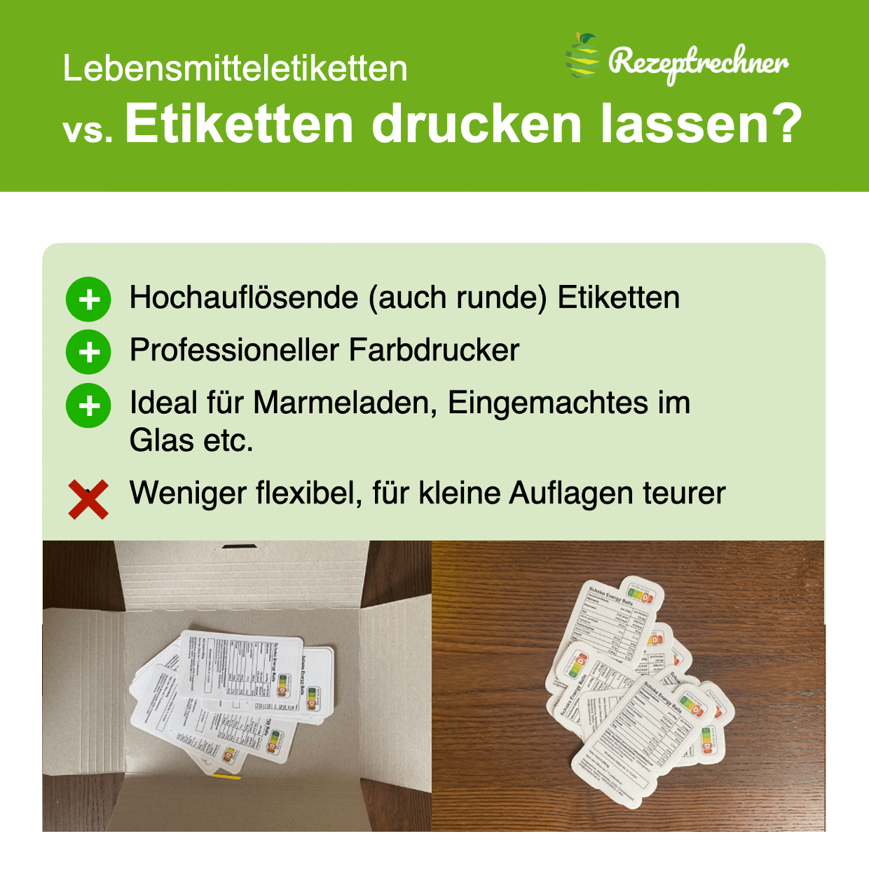 Lebensmitteletiketten drucken lassen Vorteile Lebensmitteletiketten drucken lassen