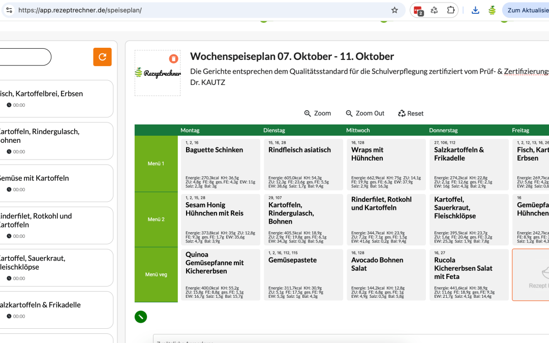 Wochenspeiseplan online erstellen