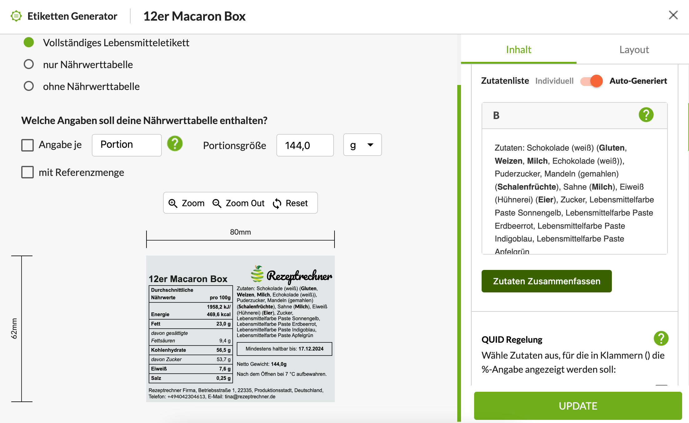 Macaron Etiketten Generator