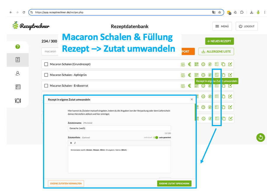 Macaron Kennzeichnung - Komponenten erstellen