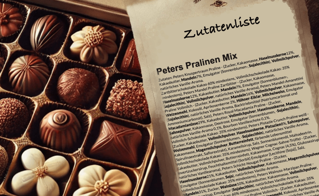 Zutatenliste für Pralinen Hersteller