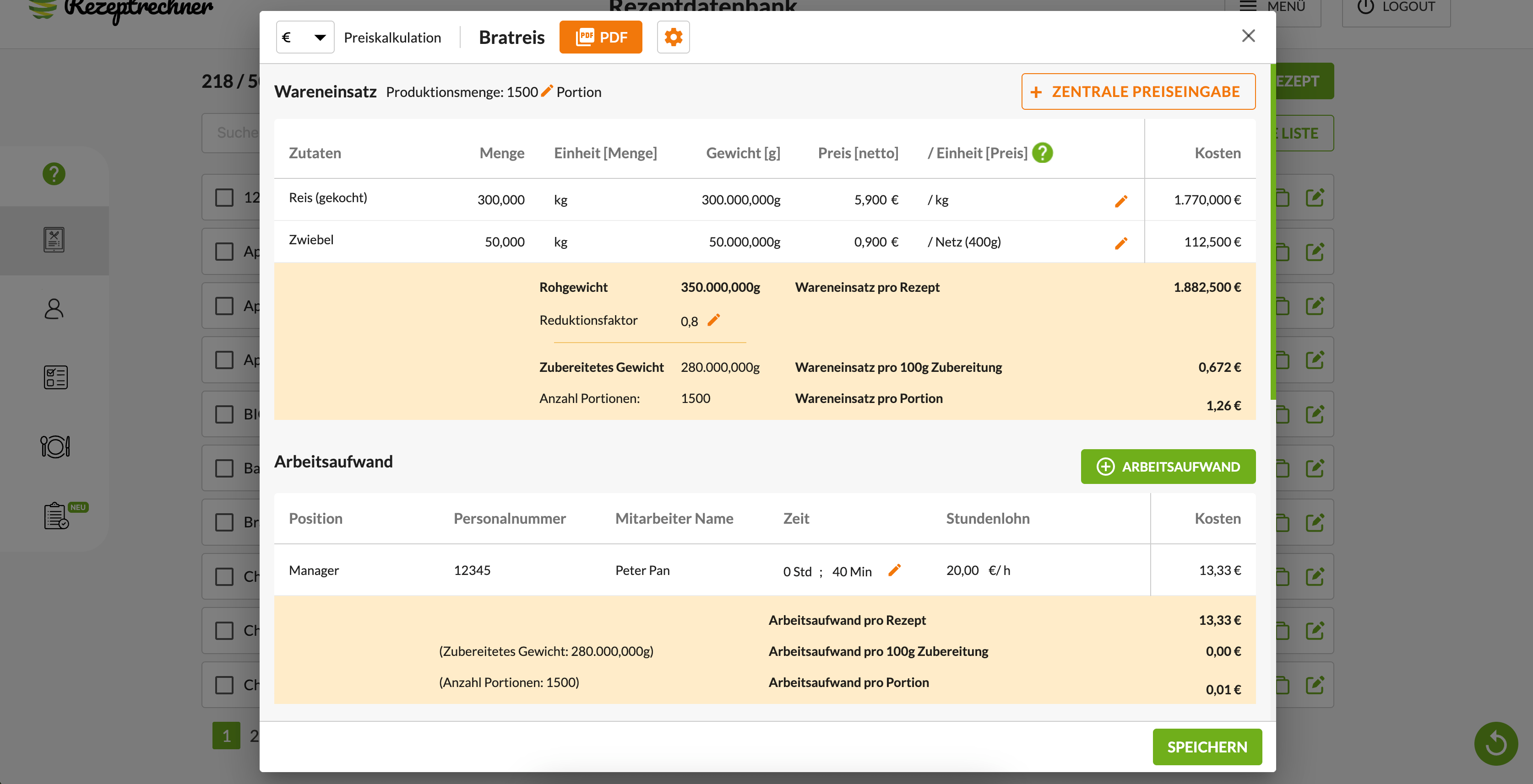 Cateringsoftware Kalkulation Catering Software zur Kalkulation für Rezepte