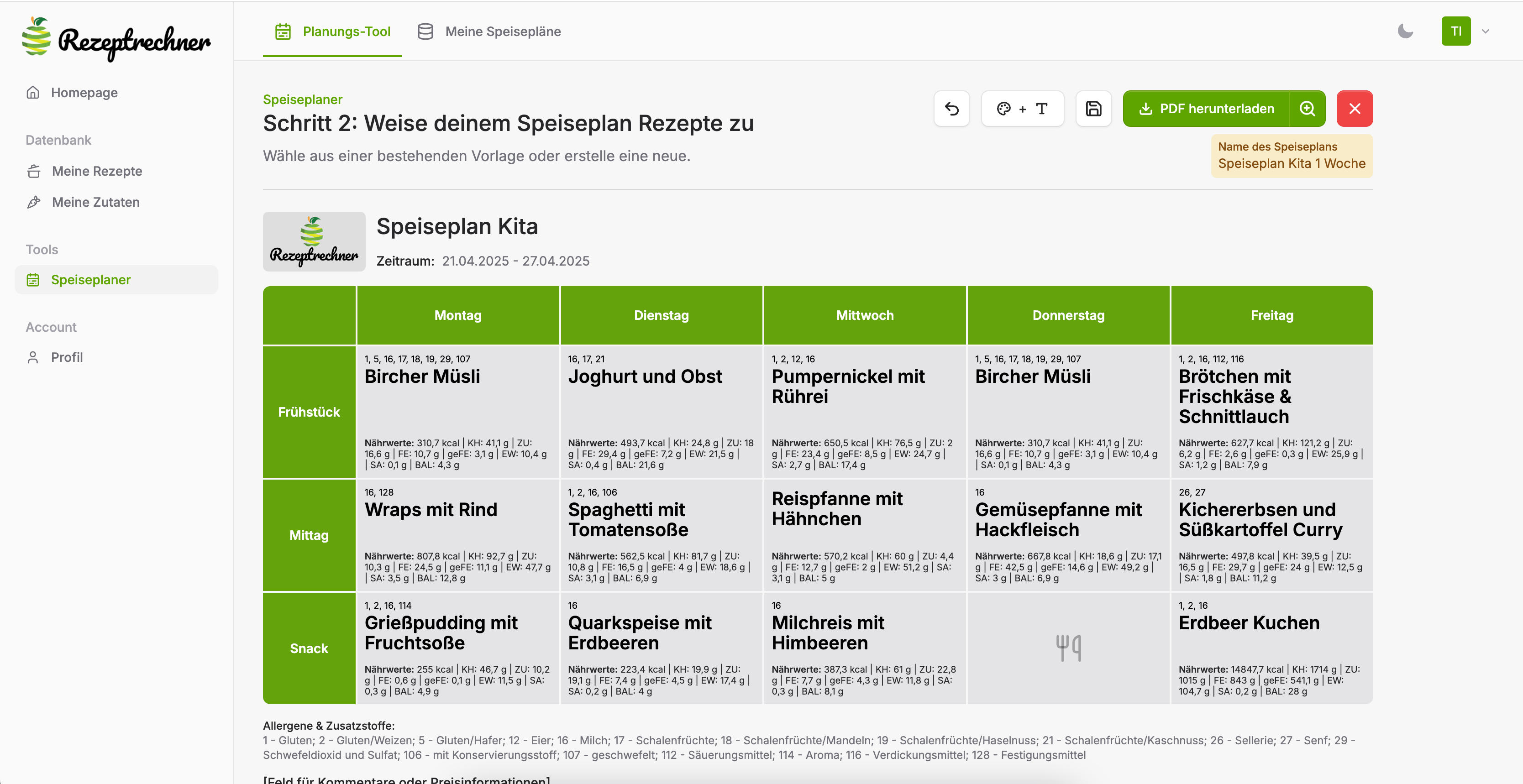Catering Software: Speiseplan erstellen