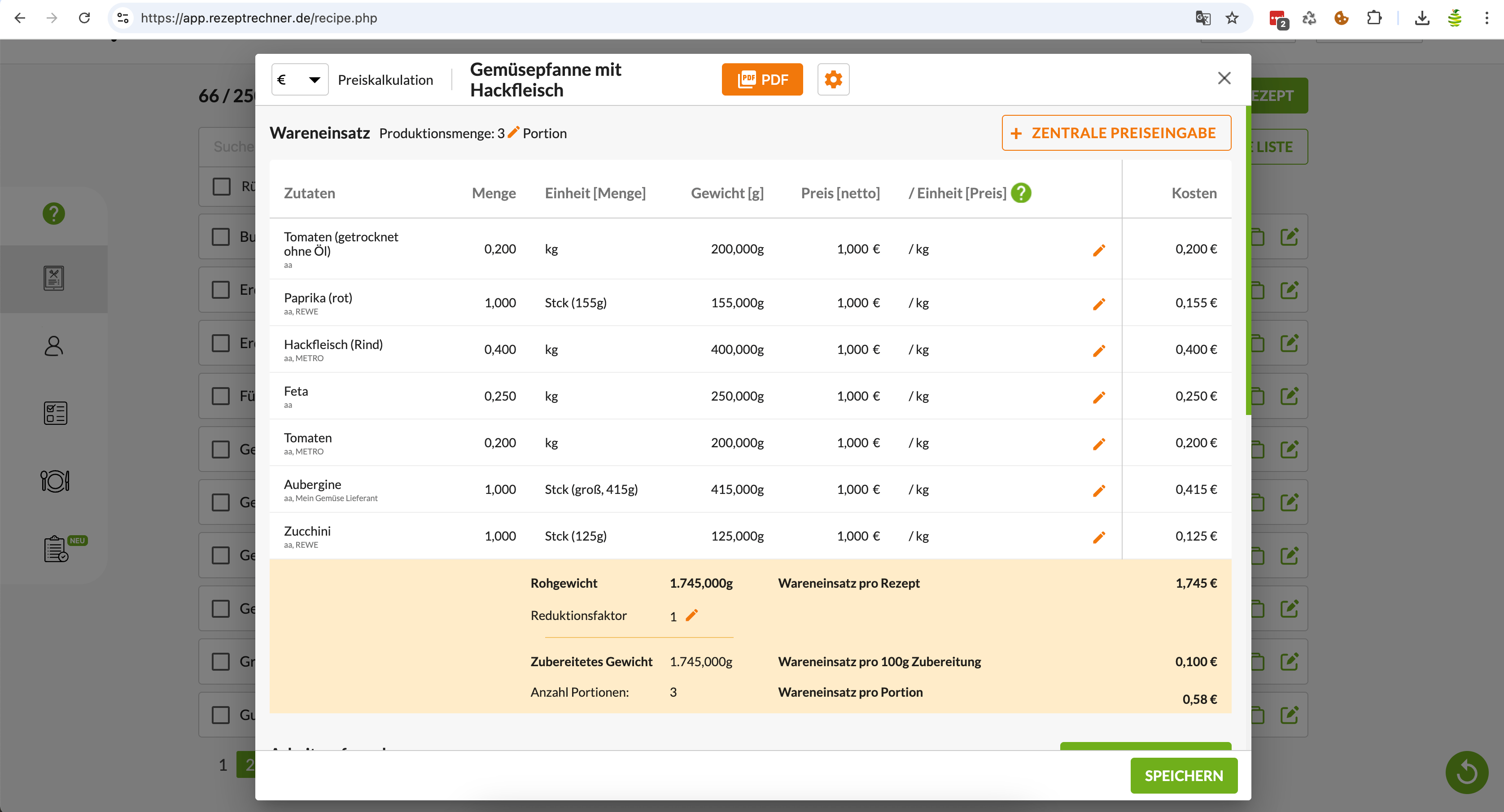 Kosten berechnen Catering Rezepte Software für Kosten Berechnung vom Catering