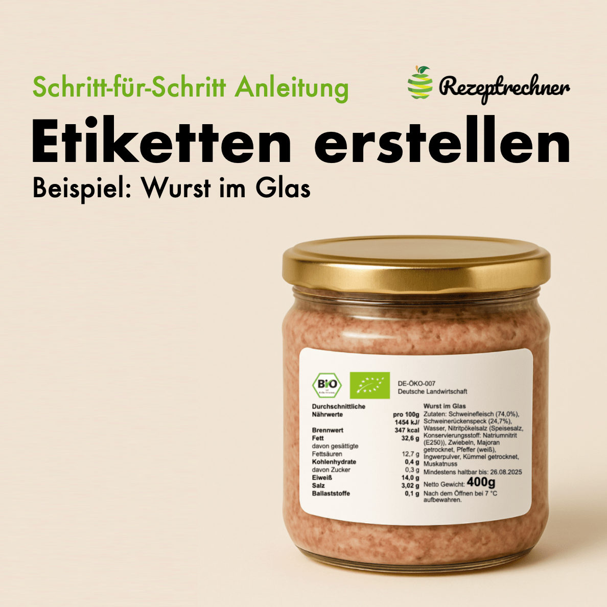 Etiketten erstellen für Wurst im Glas