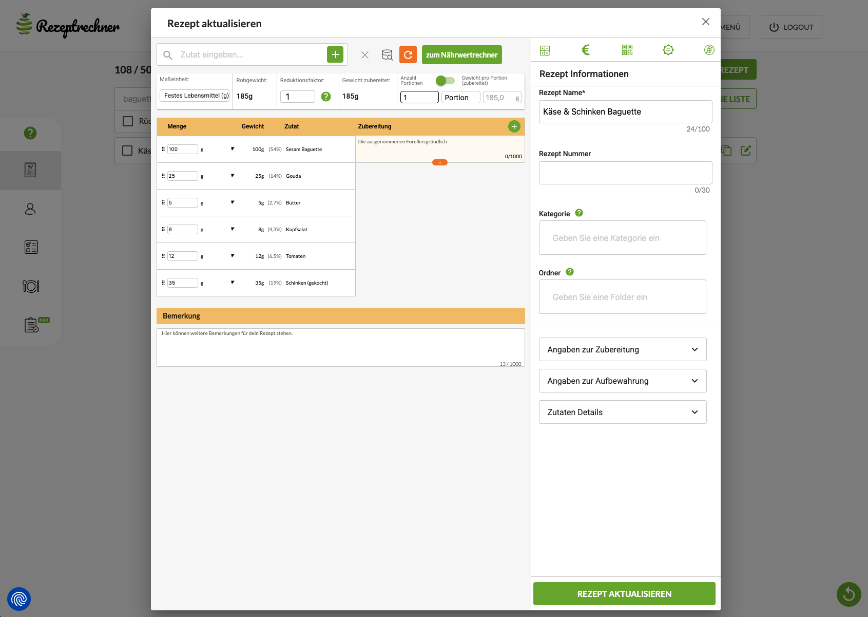 Beispiel Belegte Brötchen