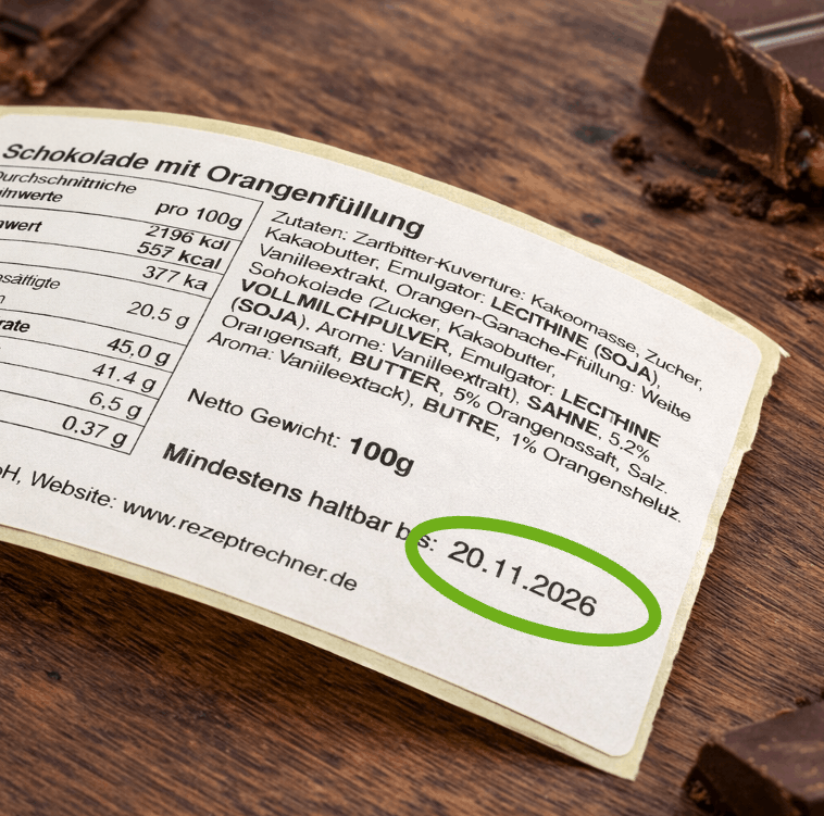 MHD drucken auf Lebensmittel Etikett